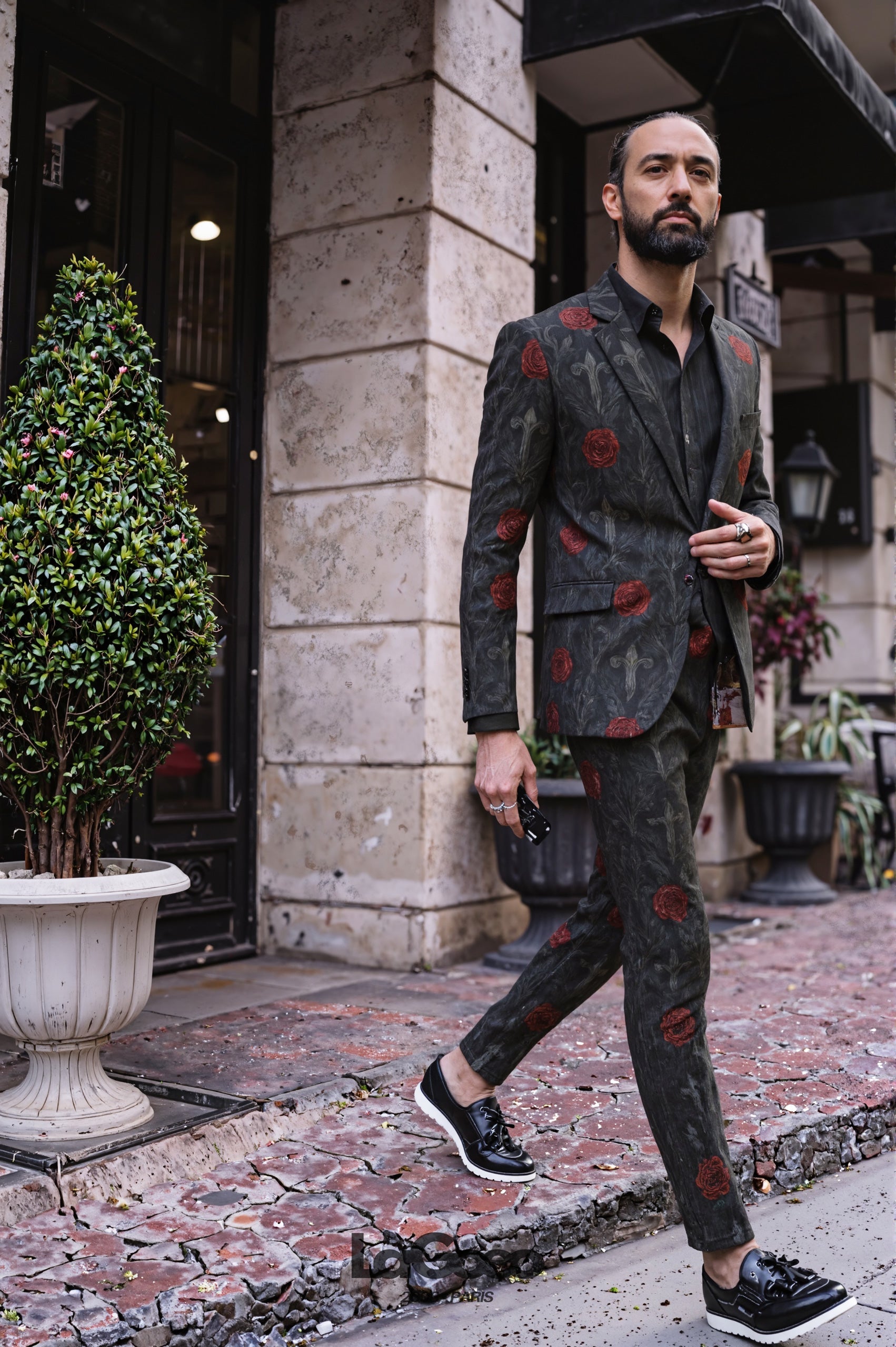 Dark_Green_Rose_Men's_Suit_Printed_Party_Occasion_LAGOEO