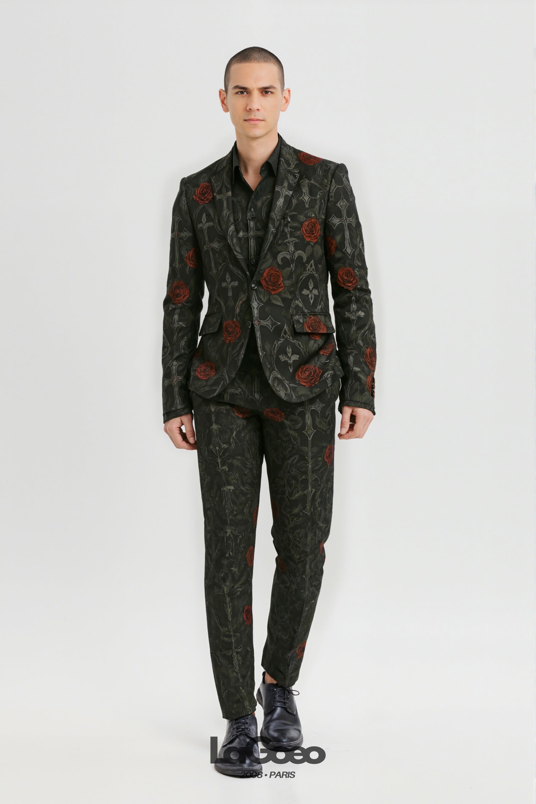 Dark_Green_Rose_Men's_Suit_Printed_Party_Occasion_LAGOEO